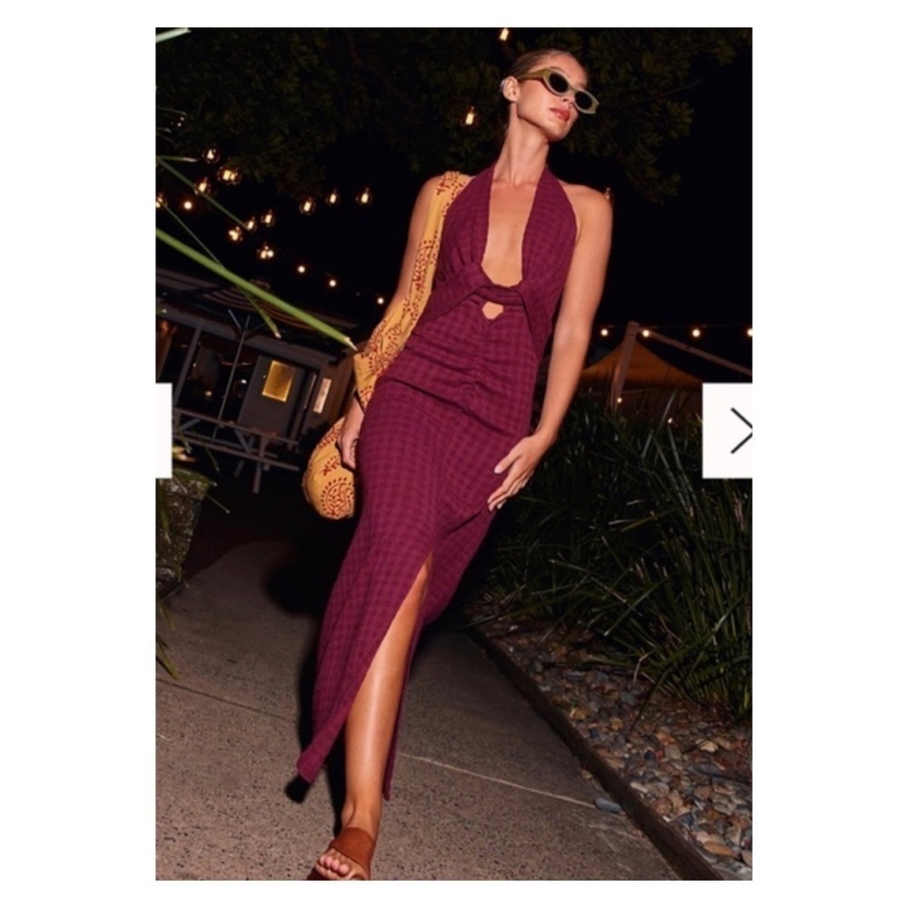 Free People Nya Cutout Halter Maxi Dress Olive Green Endless Summer M - Picture 9 of 10